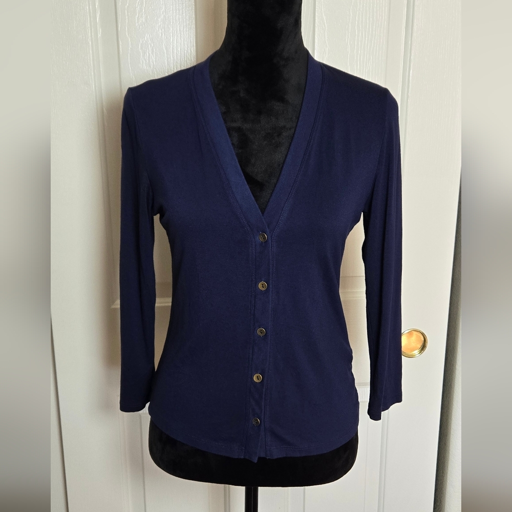 L'AGENCE Britney Navy/Marine Button-Up Cardigan